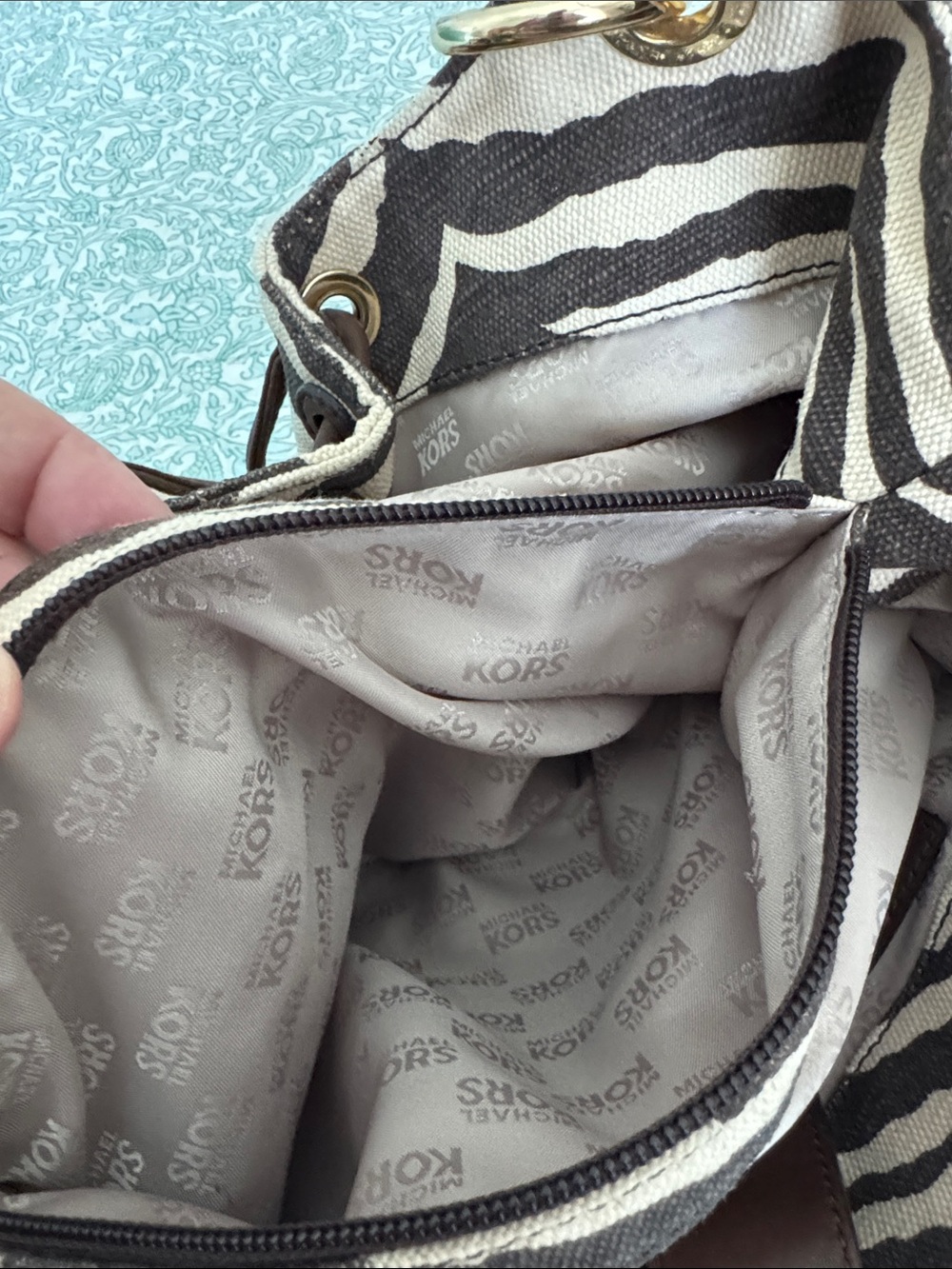 Vintage RARE Michael Kors Brown Zebra Tiger Print Ludlow Bag Purse hobo tote Y2K - Picture 13 of 17